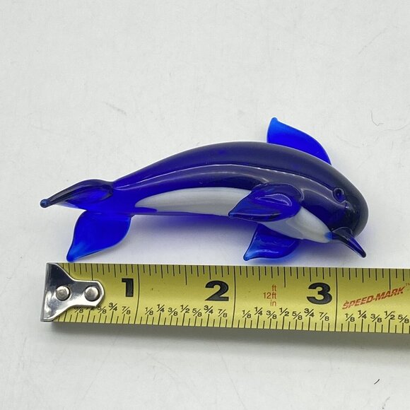 Art Glass‎ Dolphin Colbalt Blue Paperweight Figurine Ornamental Fish Vintage - Picture 4 of 5